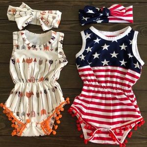 (2) 2pc 6mo Romper w/ headband bundle!